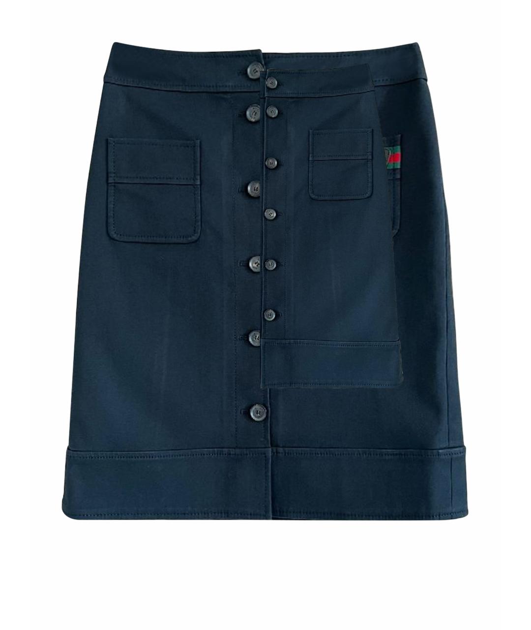 GUCCI Черная хлопковая юбка миди, фото 1