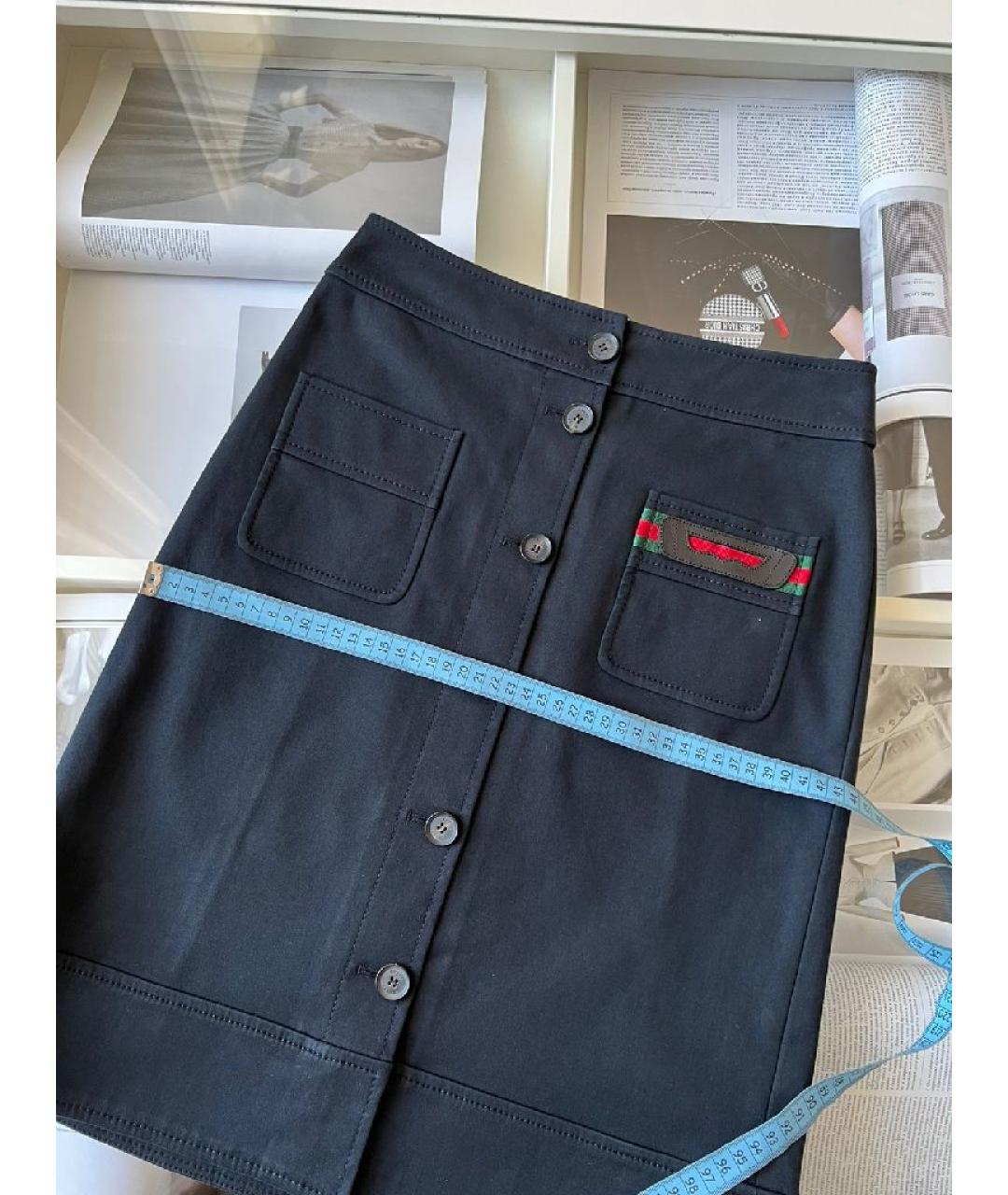 GUCCI Черная хлопковая юбка миди, фото 3