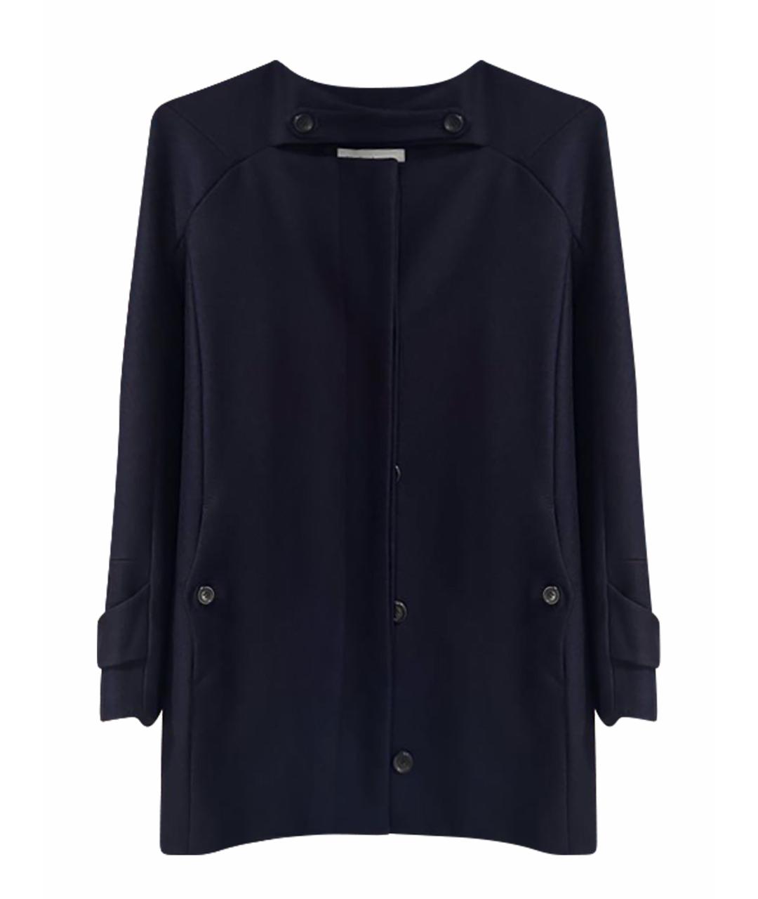 SAINT LAURENT Темно-синее шерстяное пальто, фото 1