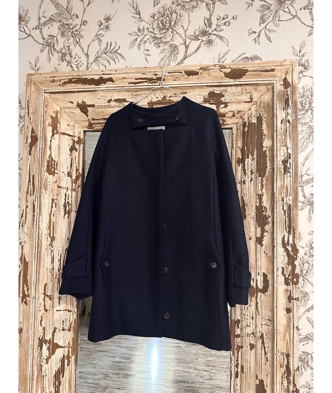 SAINT LAURENT Темно-синее шерстяное пальто, фото 7