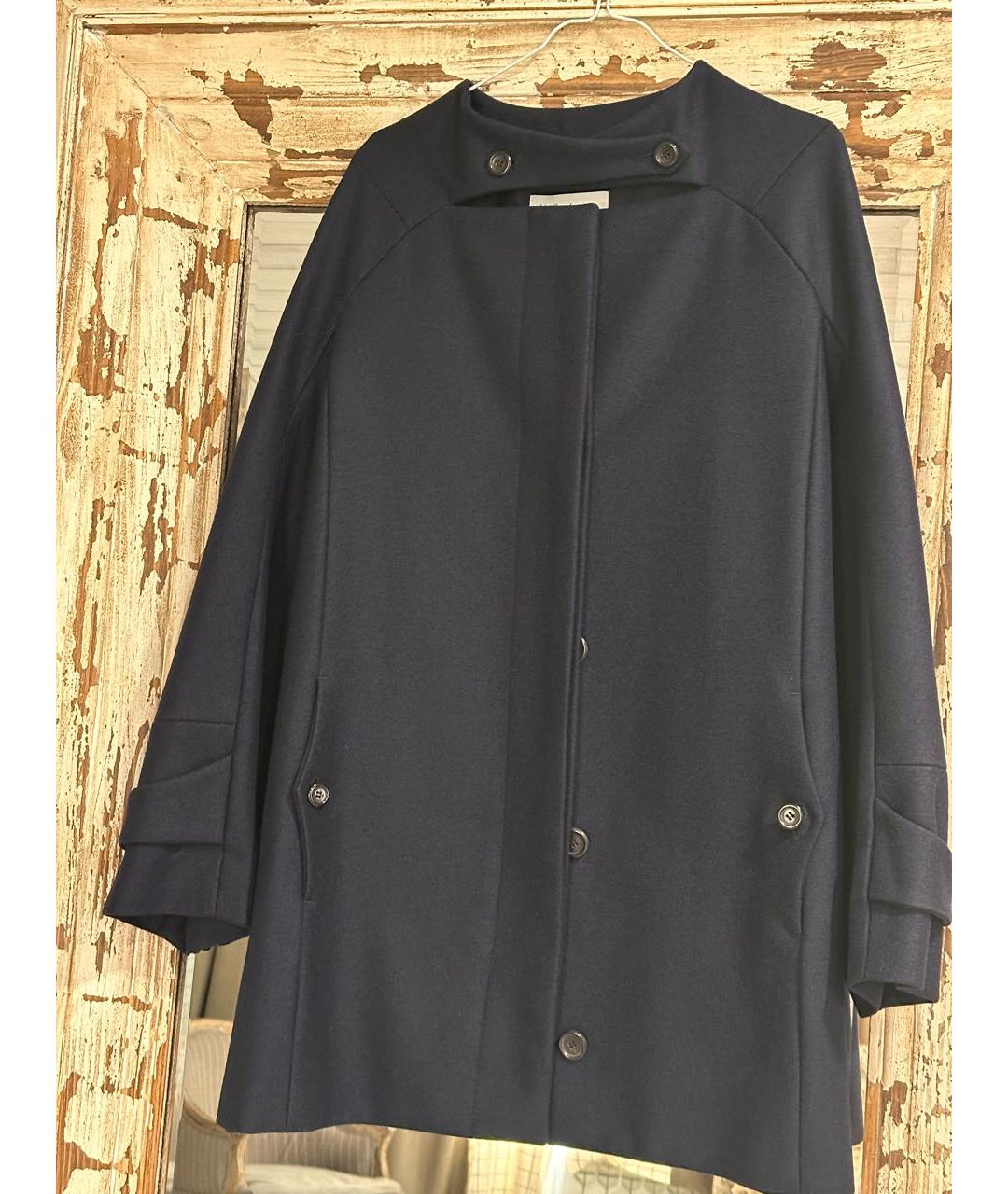 SAINT LAURENT Темно-синее шерстяное пальто, фото 2