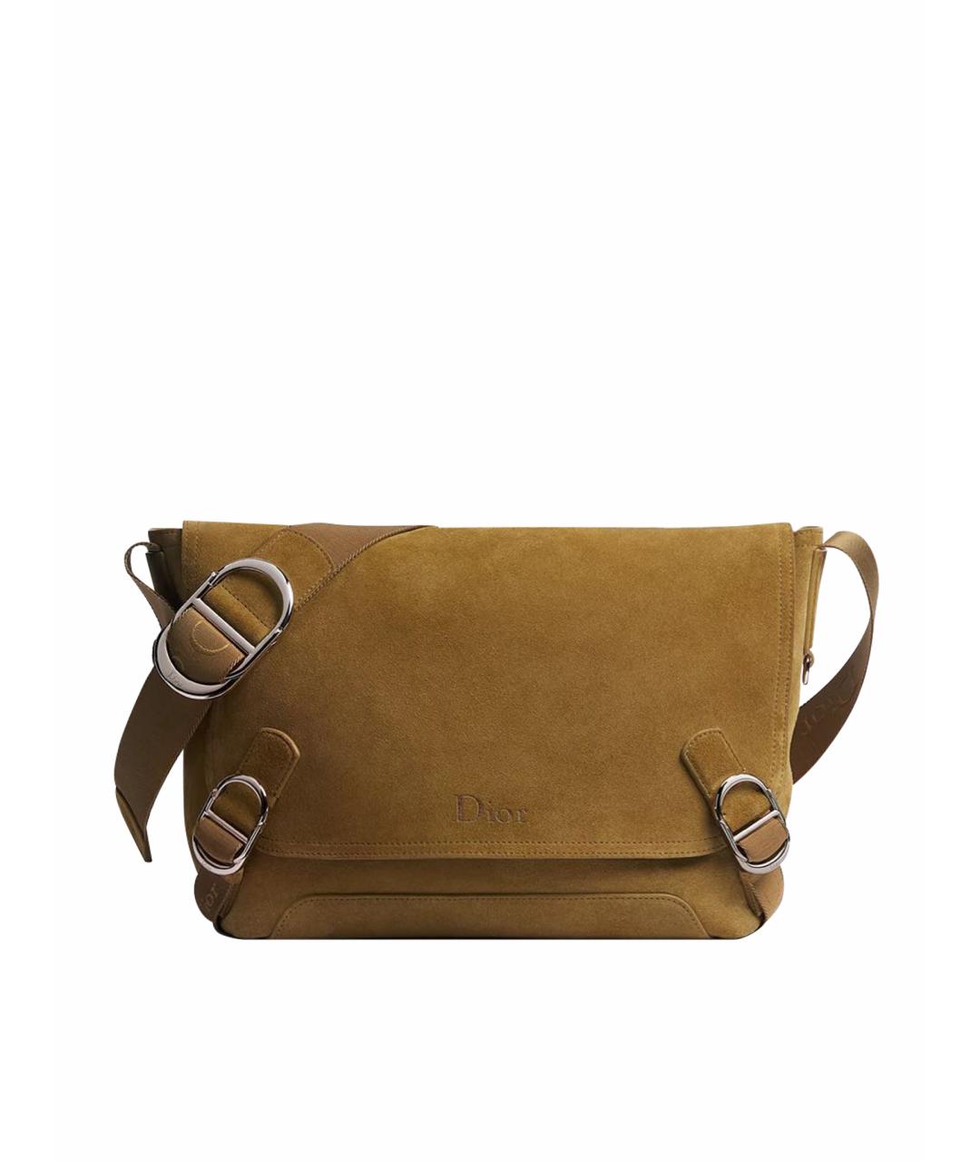 CHRISTIAN DIOR Горчичная кожаная сумка на плечо, фото 6