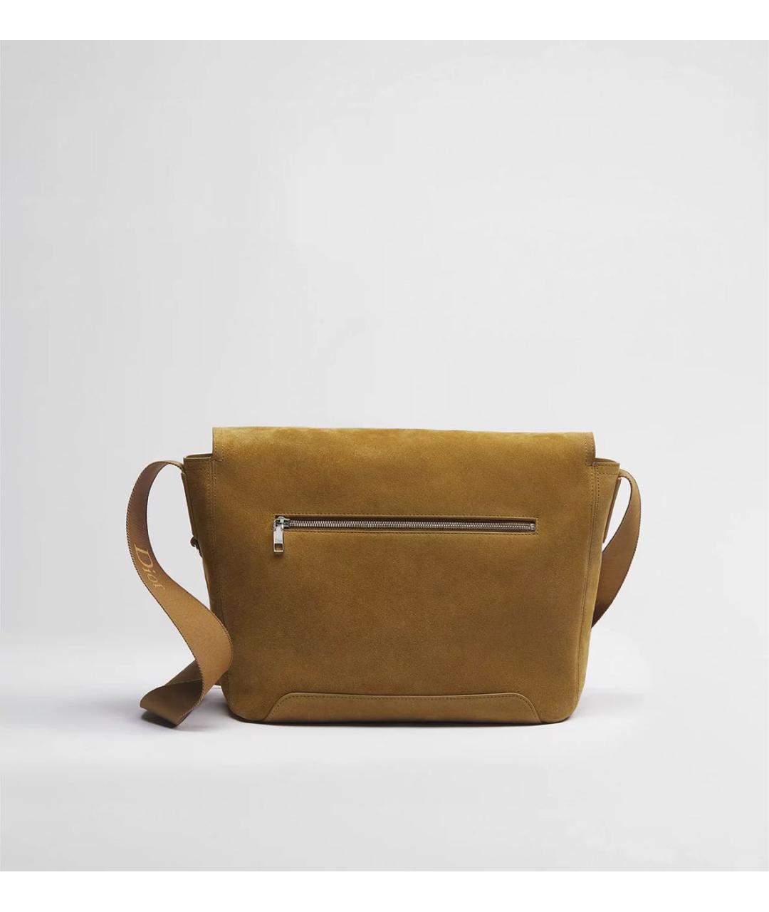 CHRISTIAN DIOR Горчичная кожаная сумка на плечо, фото 4