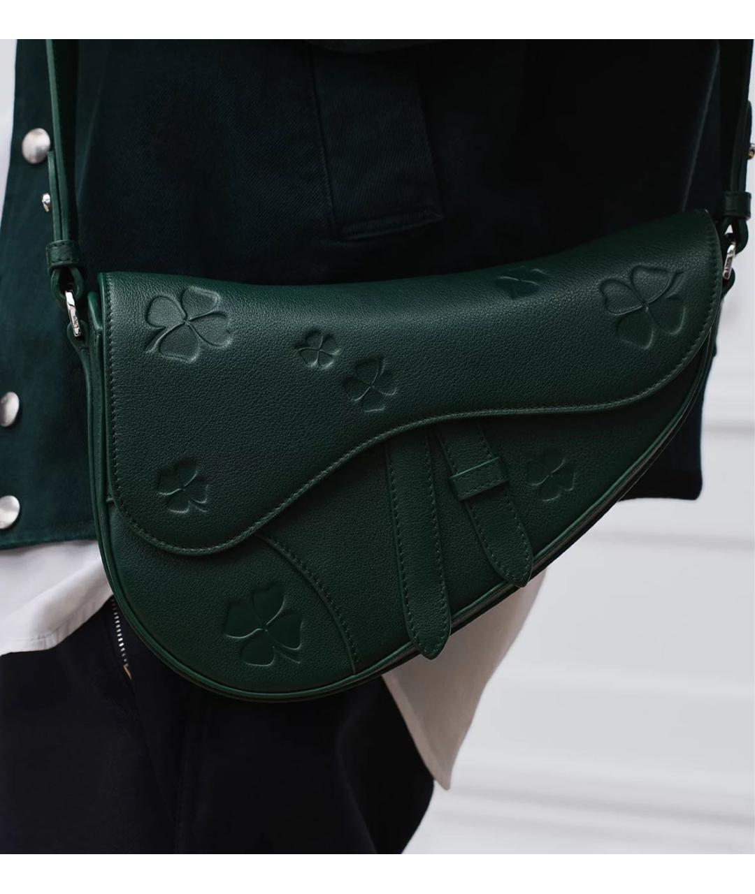 CHRISTIAN DIOR Зеленая кожаная сумка на плечо, фото 2