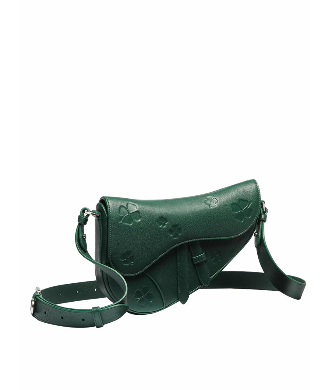 CHRISTIAN DIOR Зеленая кожаная сумка на плечо, фото 1