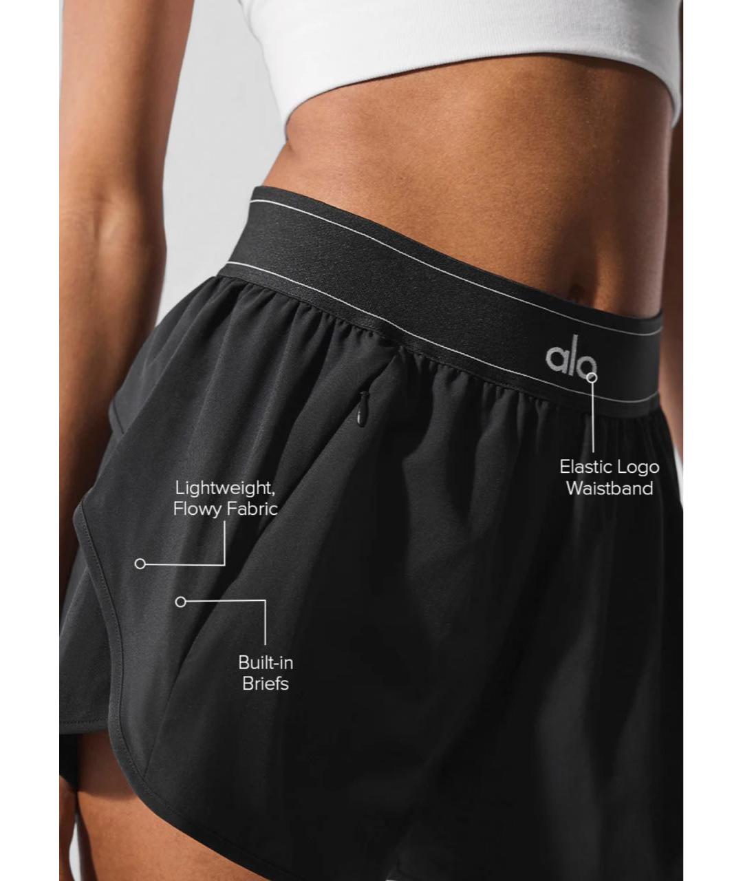 ALO YOGA Черные полиэстеровые спортивные брюки и шорты, фото 4