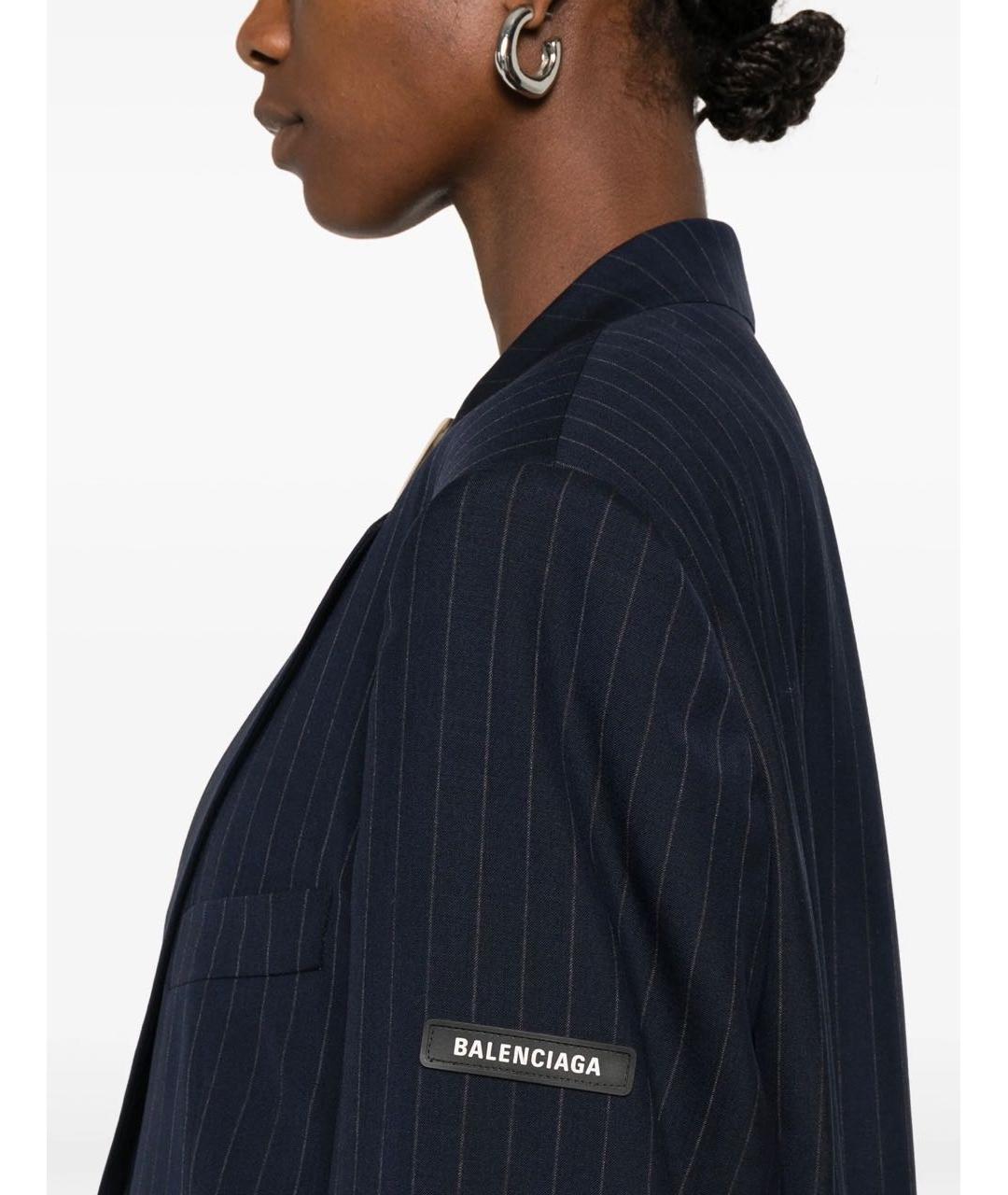 BALENCIAGA Темно-синий шерстяной жакет/пиджак, фото 2