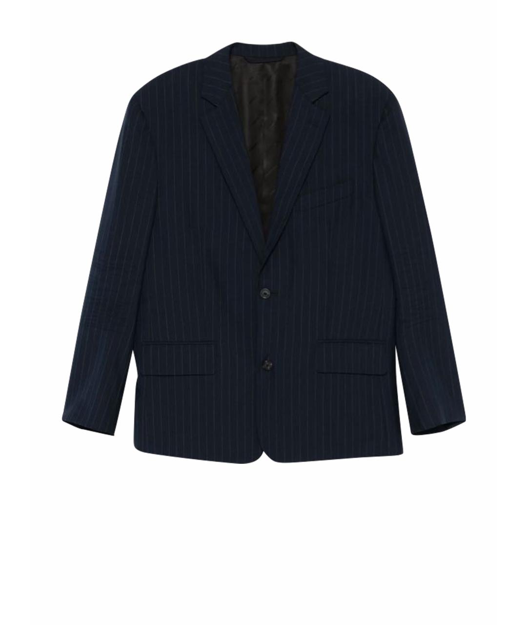 BALENCIAGA Темно-синий шерстяной жакет/пиджак, фото 1