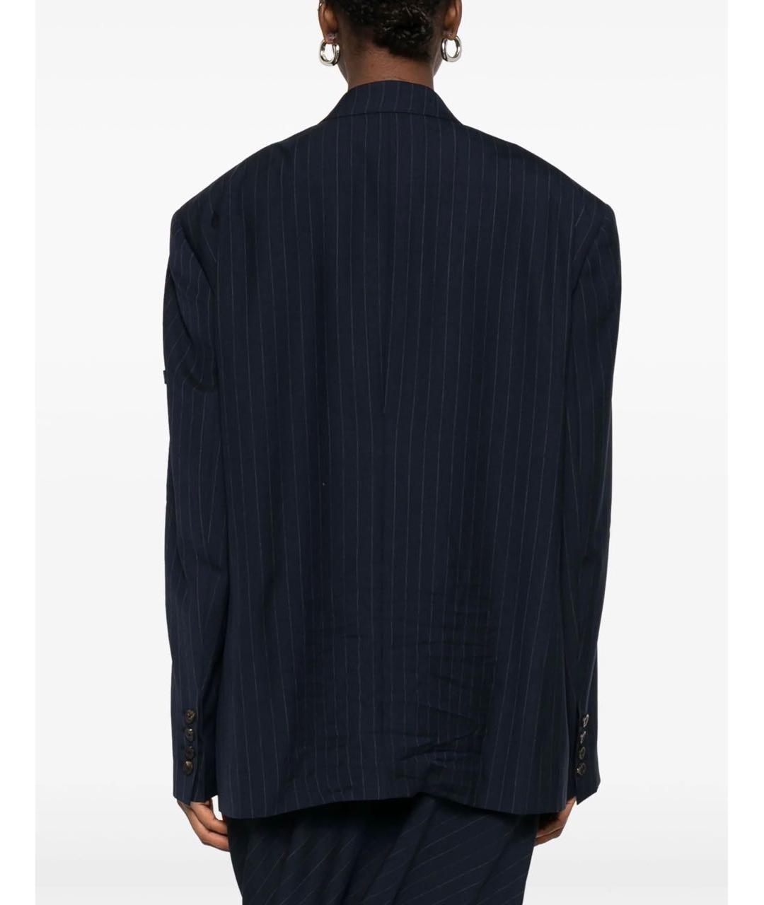 BALENCIAGA Темно-синий шерстяной жакет/пиджак, фото 5