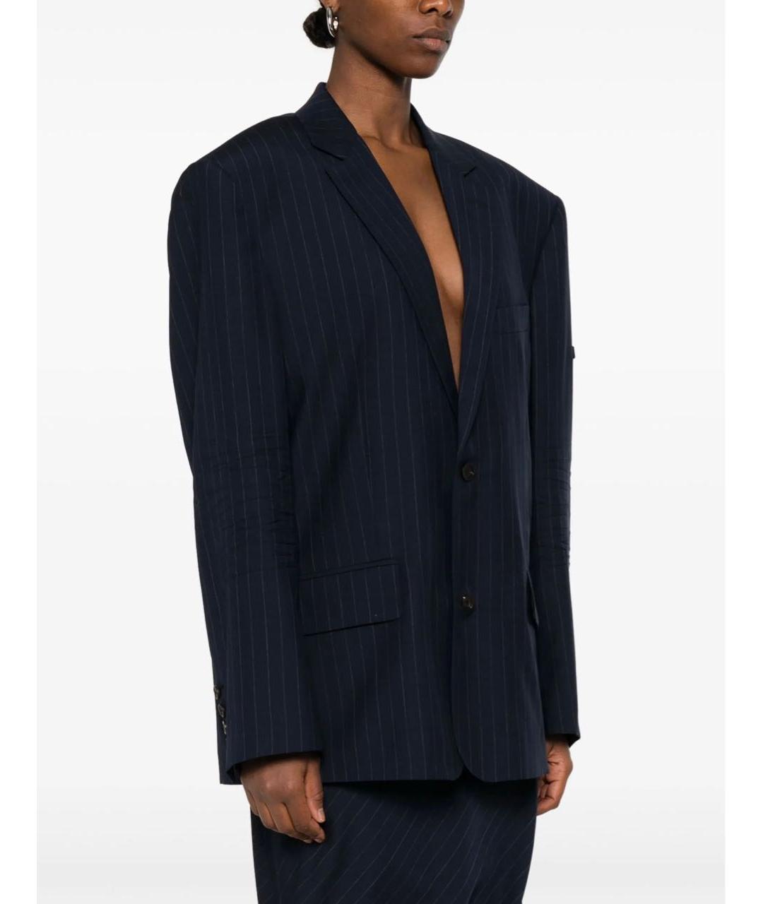 BALENCIAGA Темно-синий шерстяной жакет/пиджак, фото 3