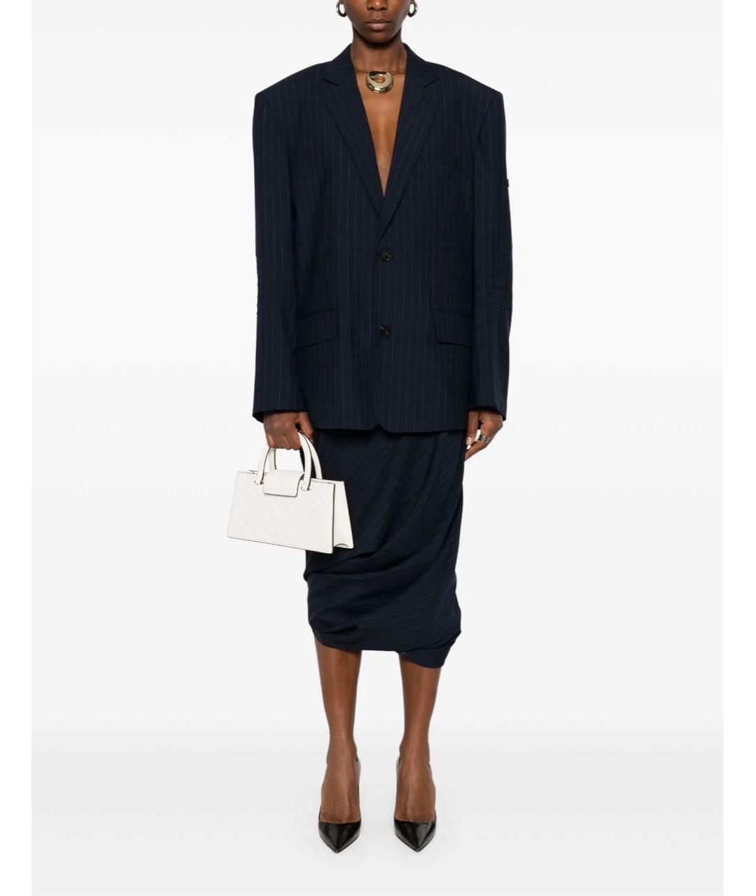 BALENCIAGA Темно-синий шерстяной жакет/пиджак, фото 4