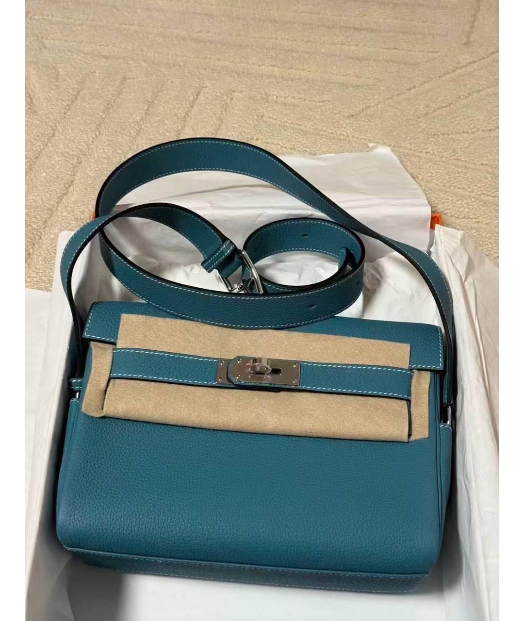 HERMES Голубая кожаная сумка через плечо, фото 5