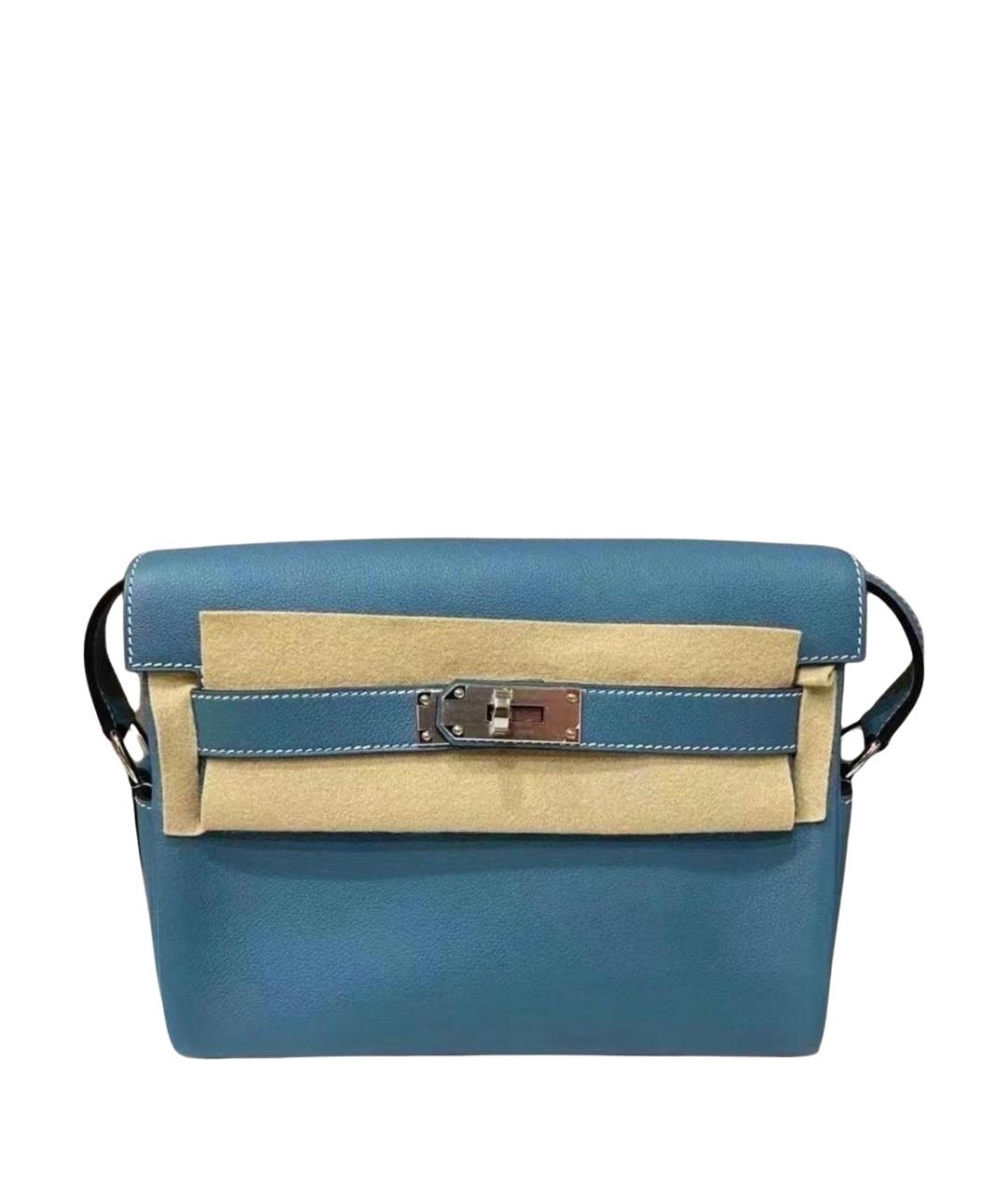 HERMES Голубая кожаная сумка через плечо, фото 1