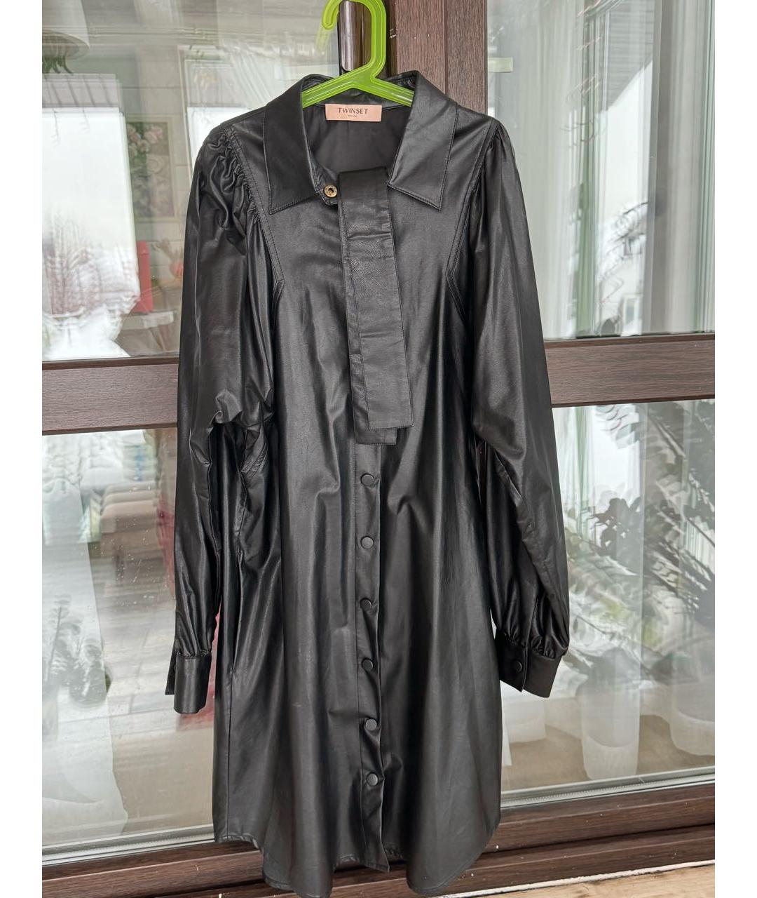 TWIN-SET Черное полиэстеровое повседневное платье, фото 6