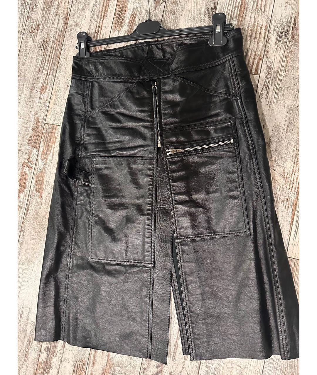 VETEMENTS Черная кожаная юбка миди, фото 3