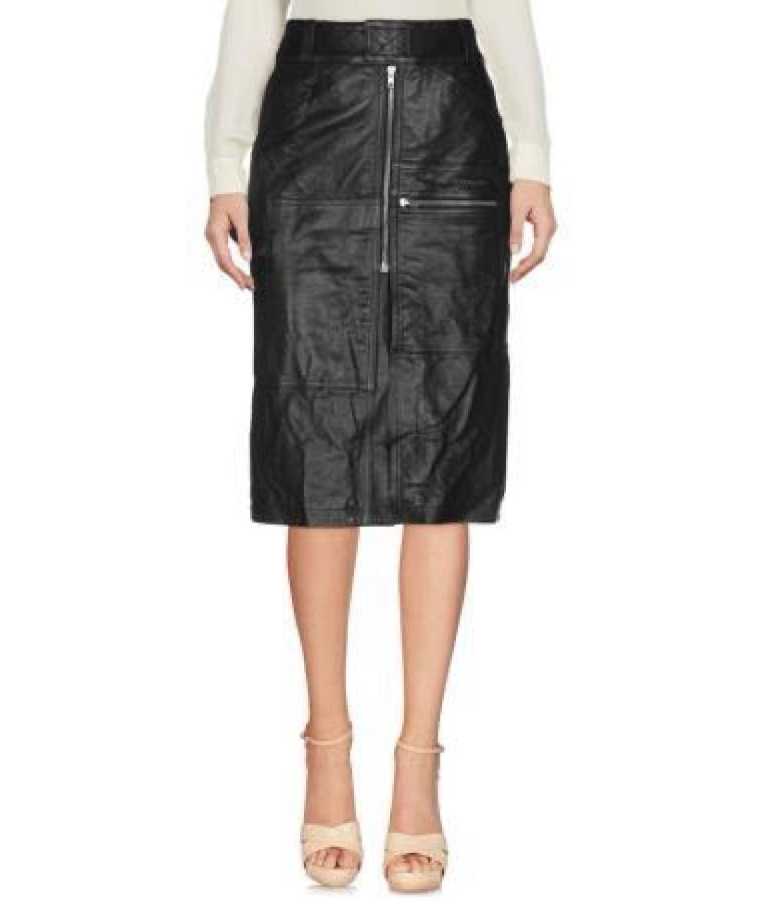 VETEMENTS Черная кожаная юбка миди, фото 2