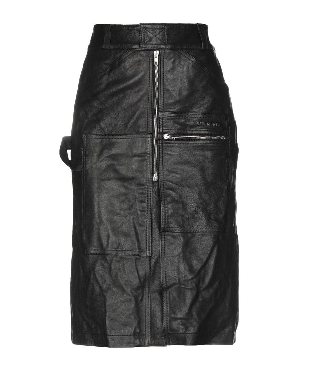 VETEMENTS Черная кожаная юбка миди, фото 6