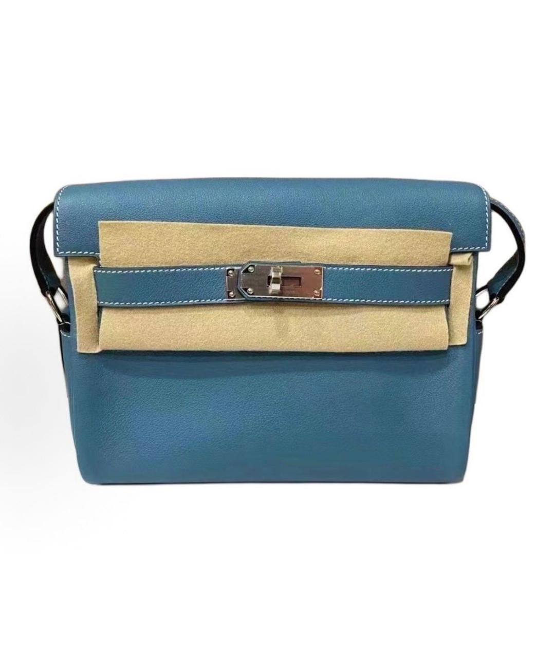 HERMES Голубая кожаная сумка на плечо, фото 5