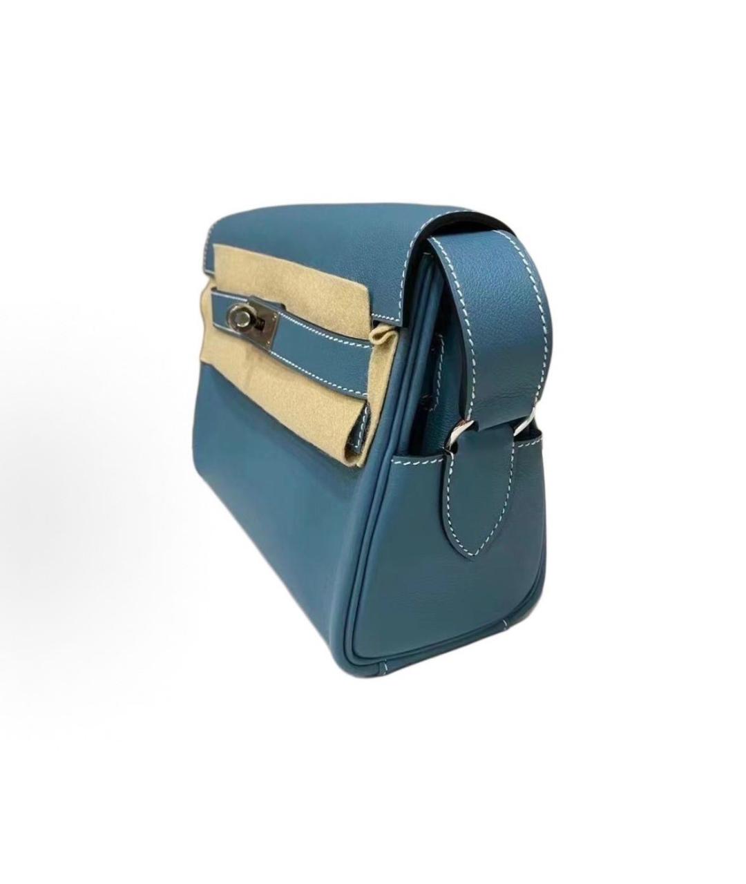HERMES Голубая кожаная сумка на плечо, фото 3