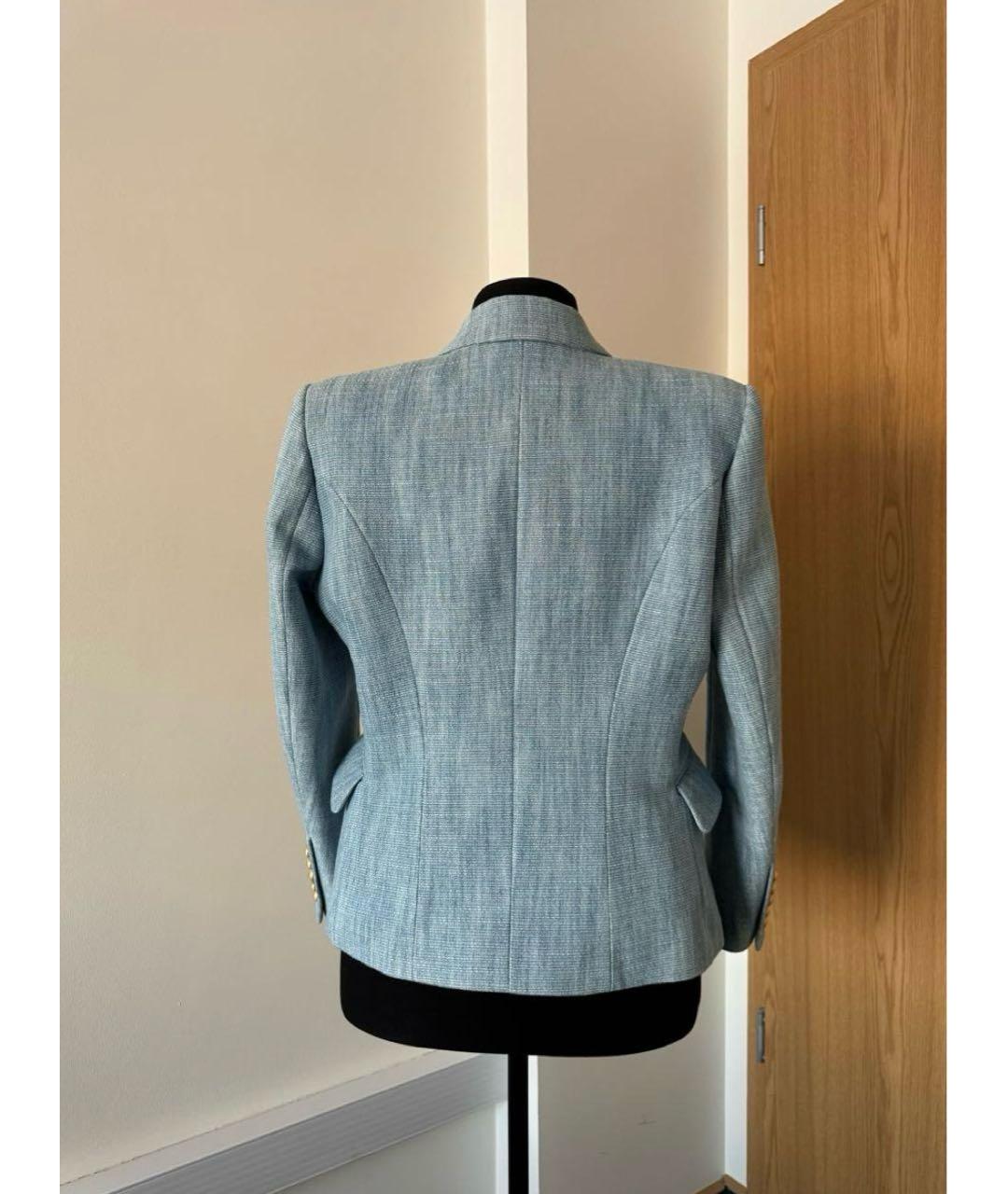 BALMAIN Голубой твидовый жакет/пиджак, фото 2