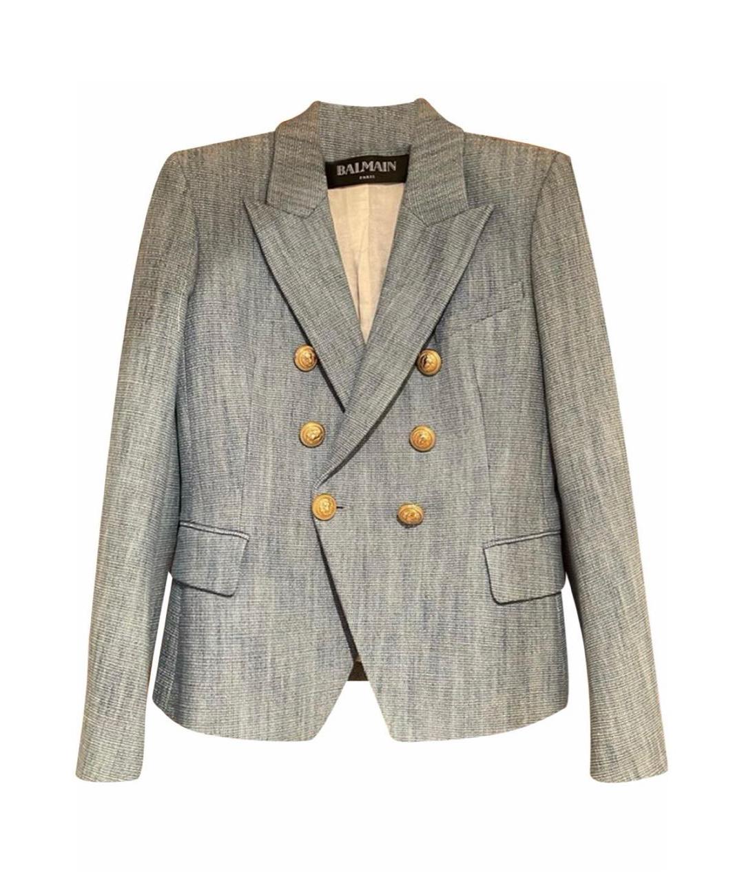 BALMAIN Голубой твидовый жакет/пиджак, фото 7