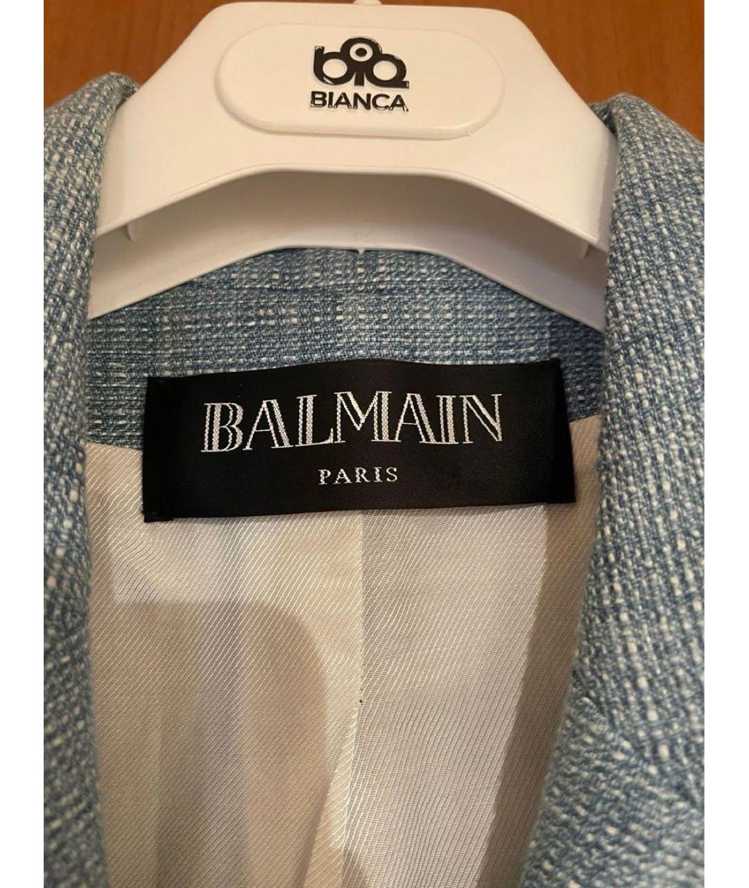 BALMAIN Голубой твидовый жакет/пиджак, фото 3
