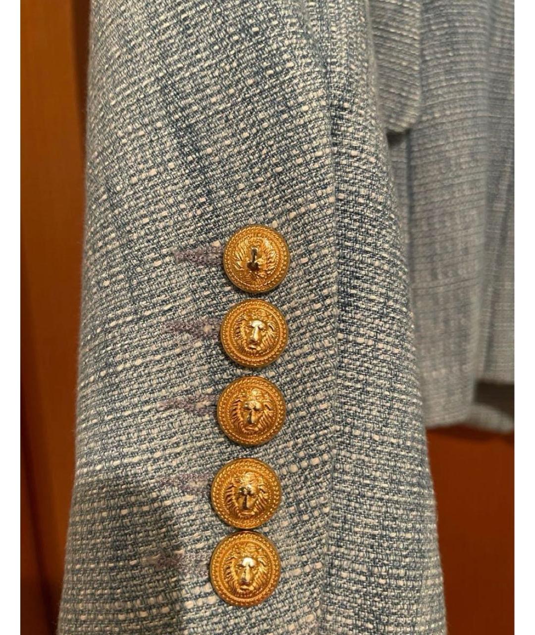BALMAIN Голубой твидовый жакет/пиджак, фото 6