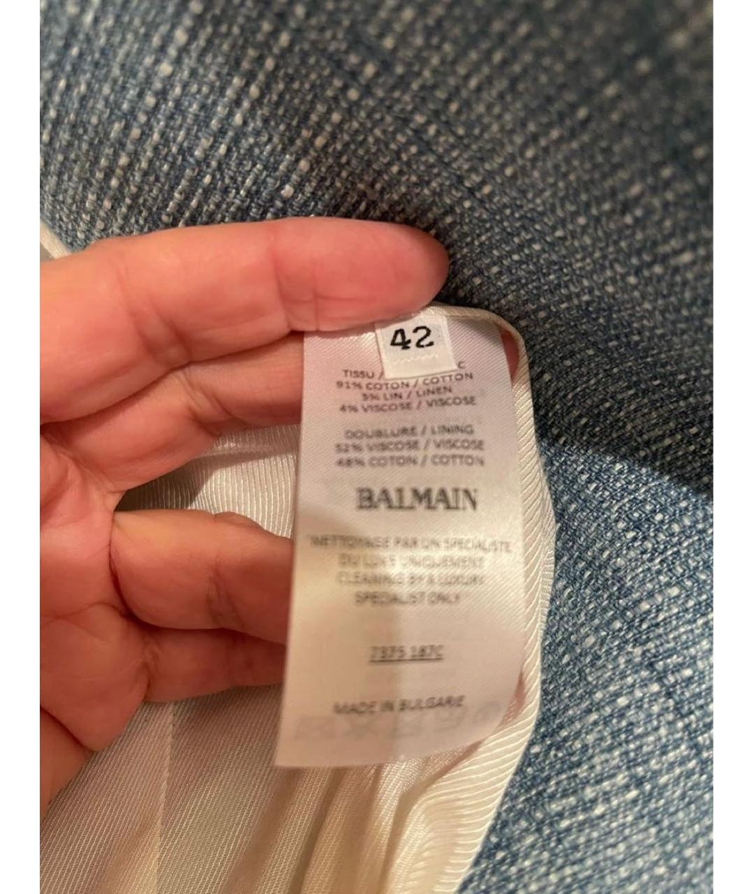 BALMAIN Голубой твидовый жакет/пиджак, фото 5