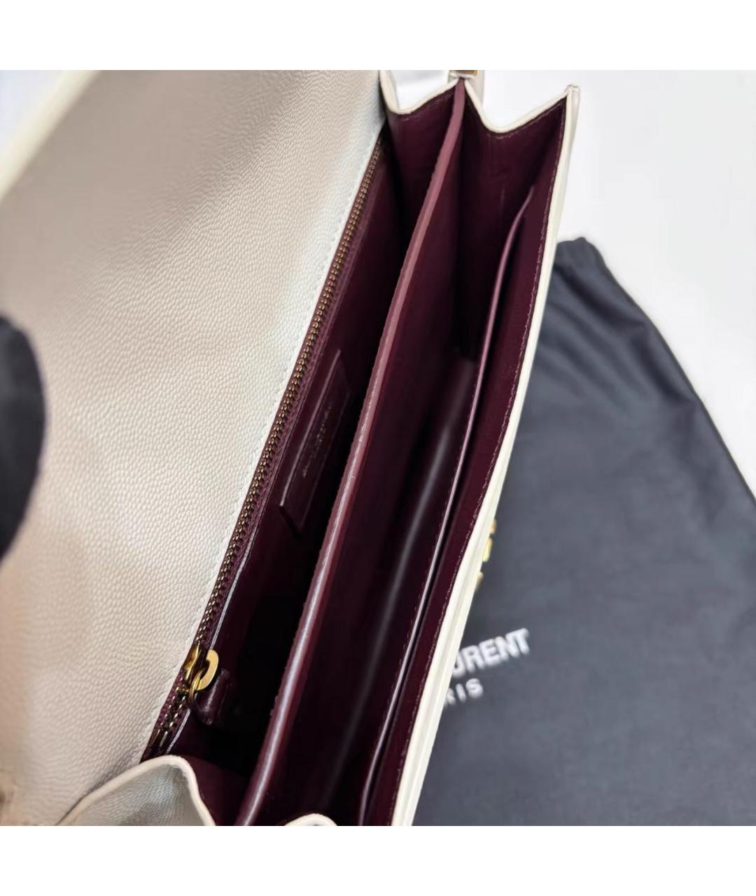 SAINT LAURENT Белая кожаная сумка через плечо, фото 7
