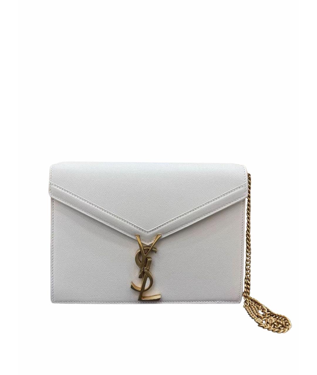 SAINT LAURENT Белая кожаная сумка через плечо, фото 8