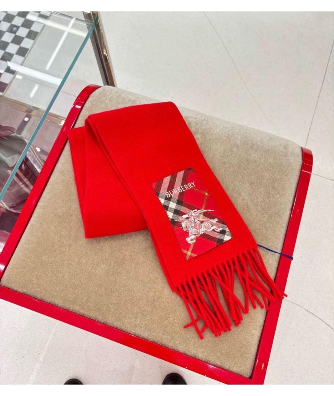 BURBERRY Красный кашемировый шарф, фото 2