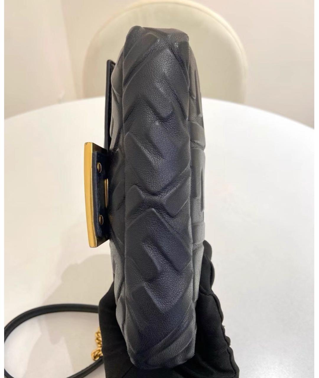 FENDI Черная кожаная сумка с короткими ручками, фото 4