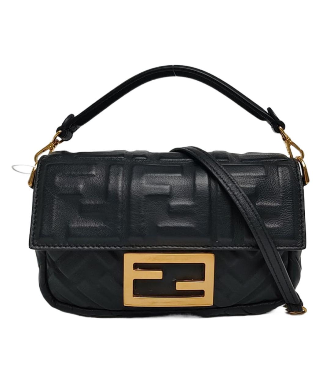 FENDI Черная кожаная сумка с короткими ручками, фото 6