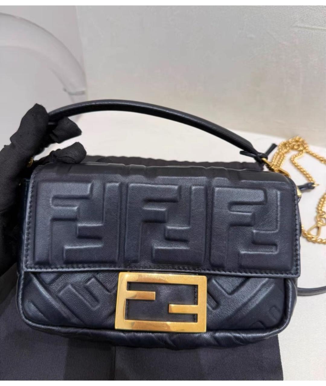 FENDI Черная кожаная сумка с короткими ручками, фото 2