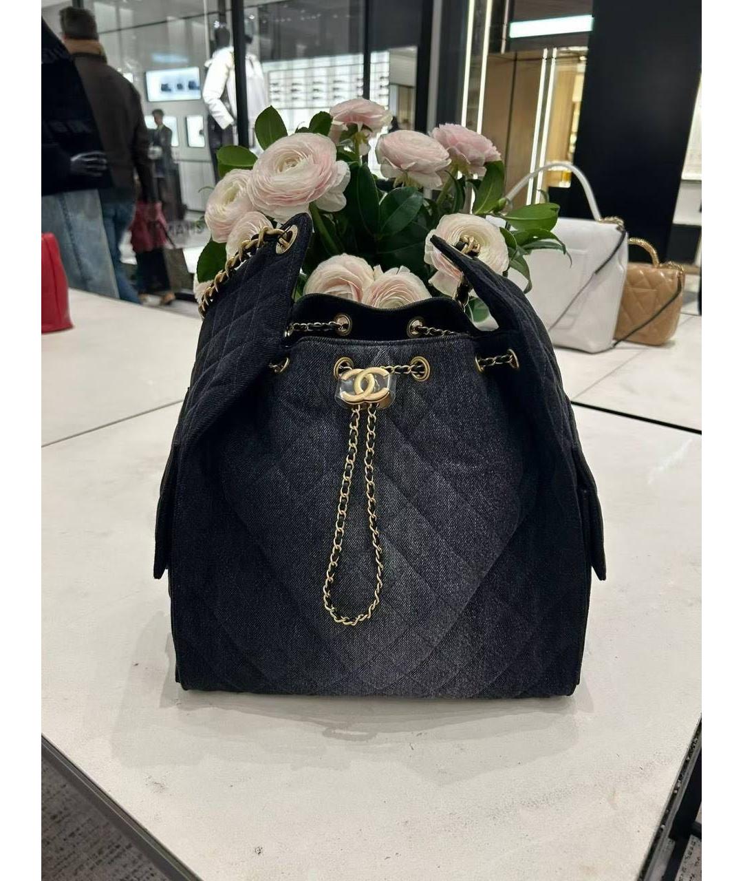CHANEL Черная деним сумка через плечо, фото 5