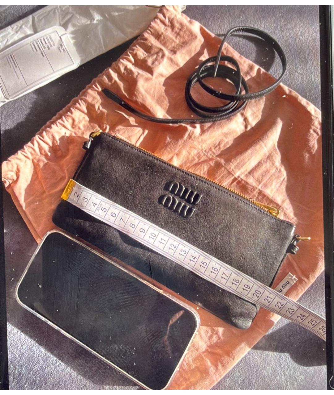 MIU MIU Черная кожаная сумка через плечо, фото 6