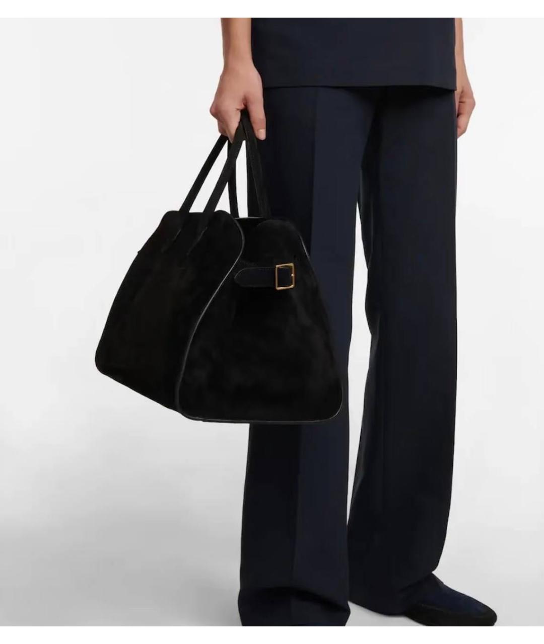 THE ROW Черная замшевая сумка с короткими ручками, фото 4