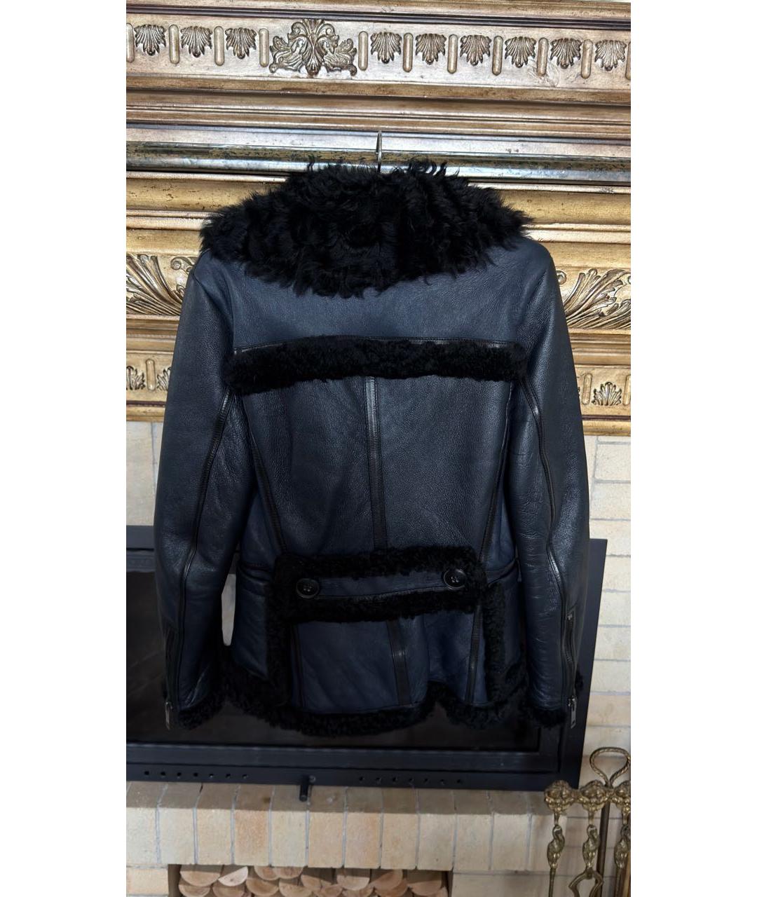 BURBERRY Черная кожаная дубленка, фото 2