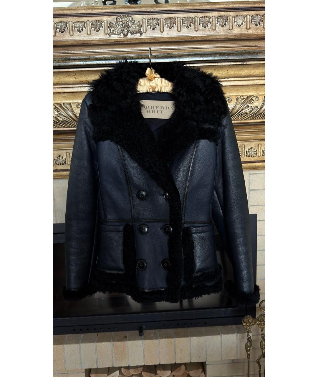 BURBERRY Черная кожаная дубленка, фото 6