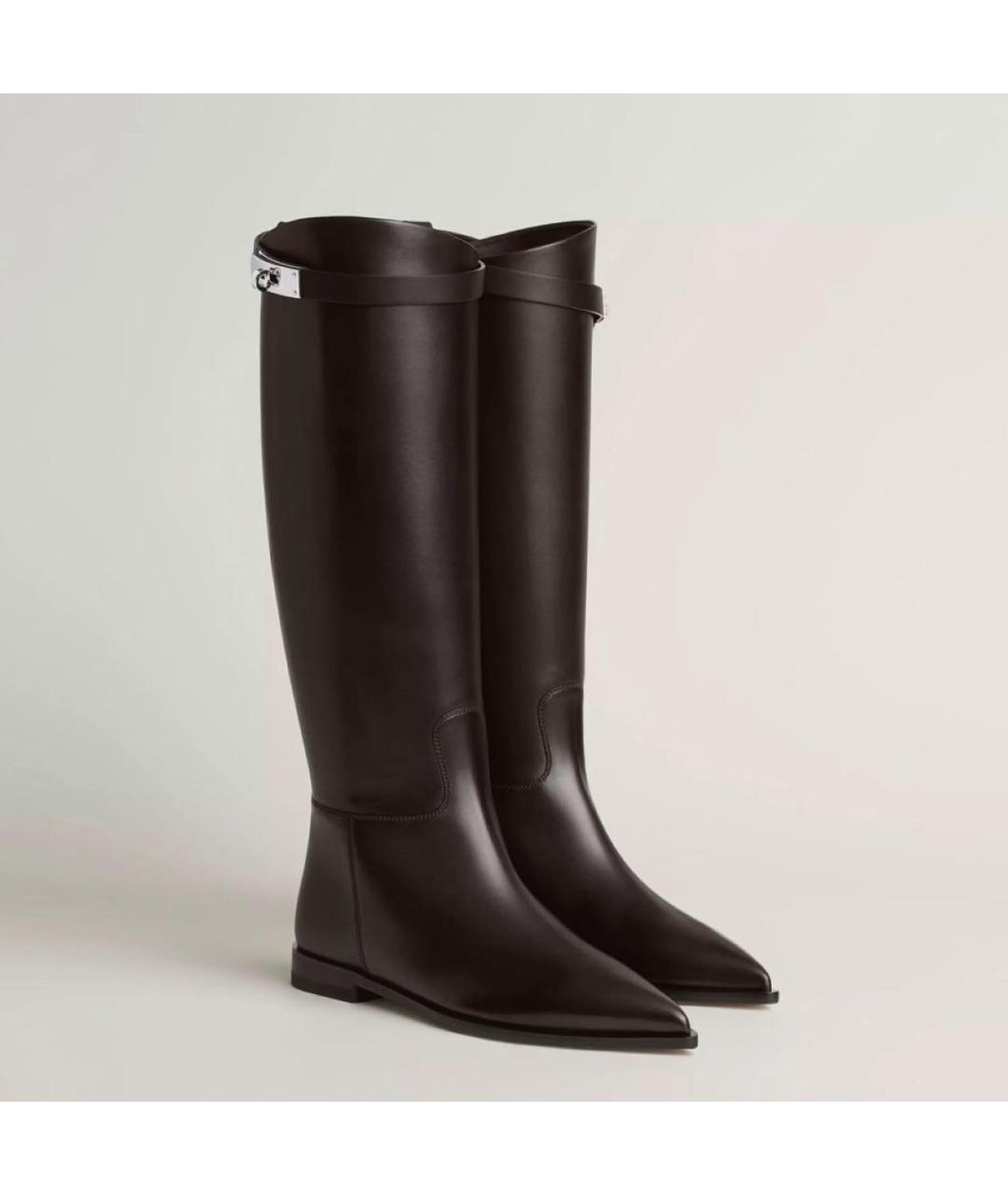 HERMES Коричневые кожаные сапоги, фото 2