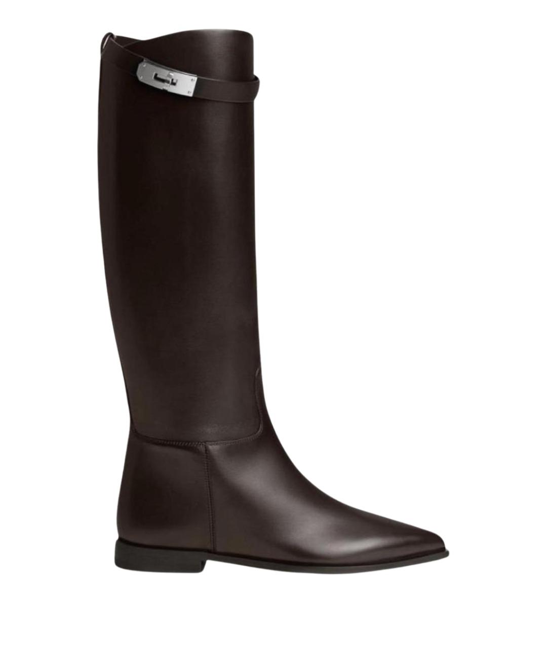 HERMES Коричневые кожаные сапоги, фото 1