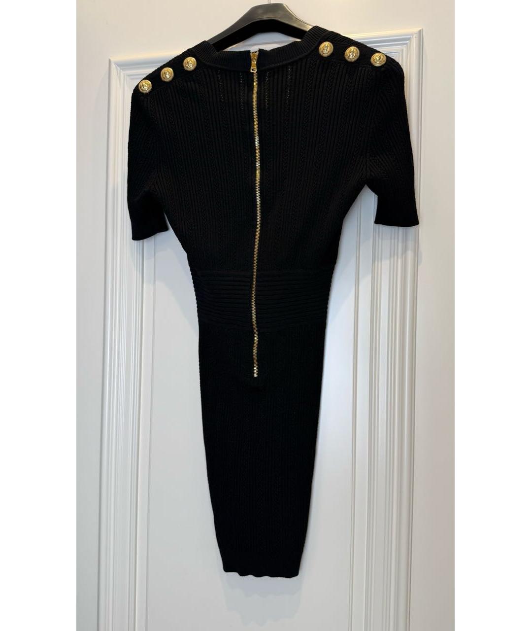 BALMAIN Черное хлопко-эластановое повседневное платье, фото 2