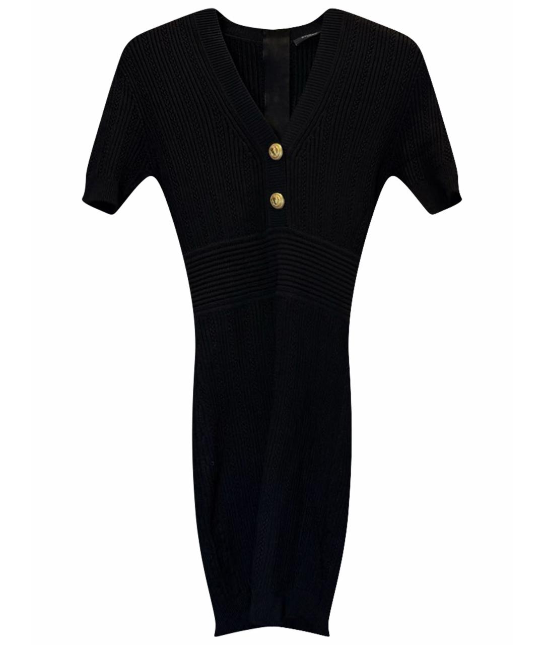 BALMAIN Черное хлопко-эластановое повседневное платье, фото 1