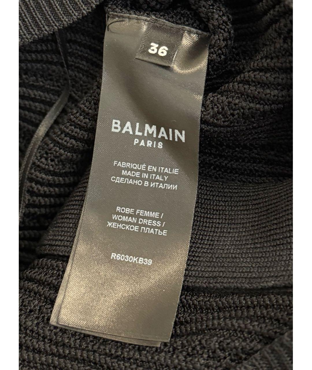 BALMAIN Черное хлопко-эластановое повседневное платье, фото 3
