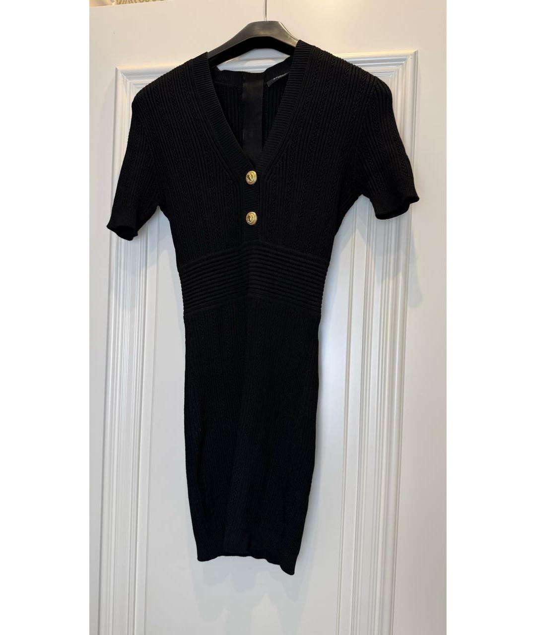 BALMAIN Черное хлопко-эластановое повседневное платье, фото 5