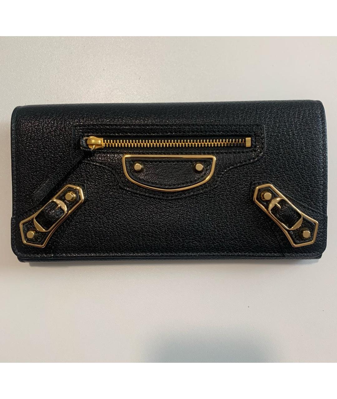 BALENCIAGA Черный кожаный кошелек, фото 6