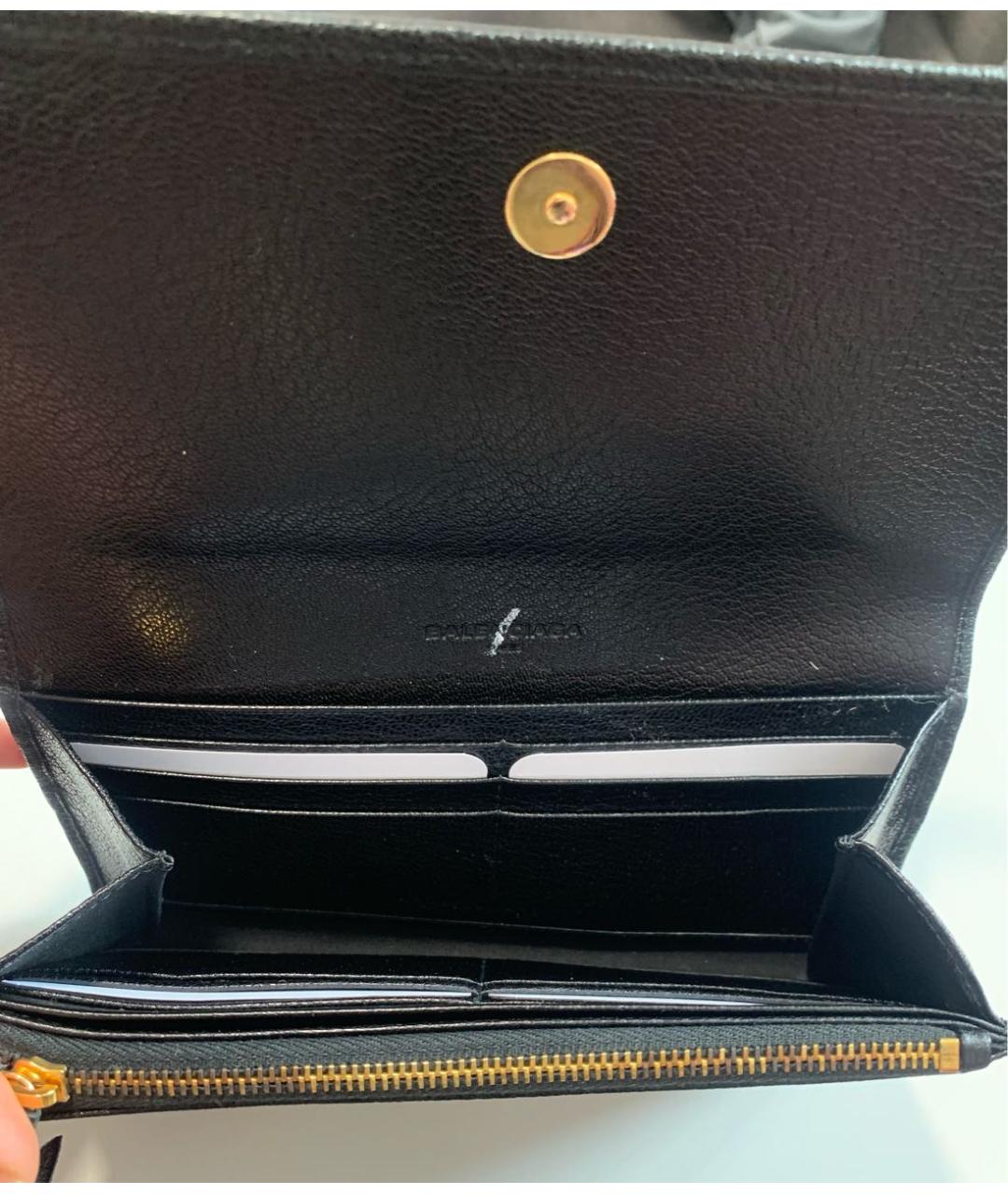 BALENCIAGA Черный кожаный кошелек, фото 4