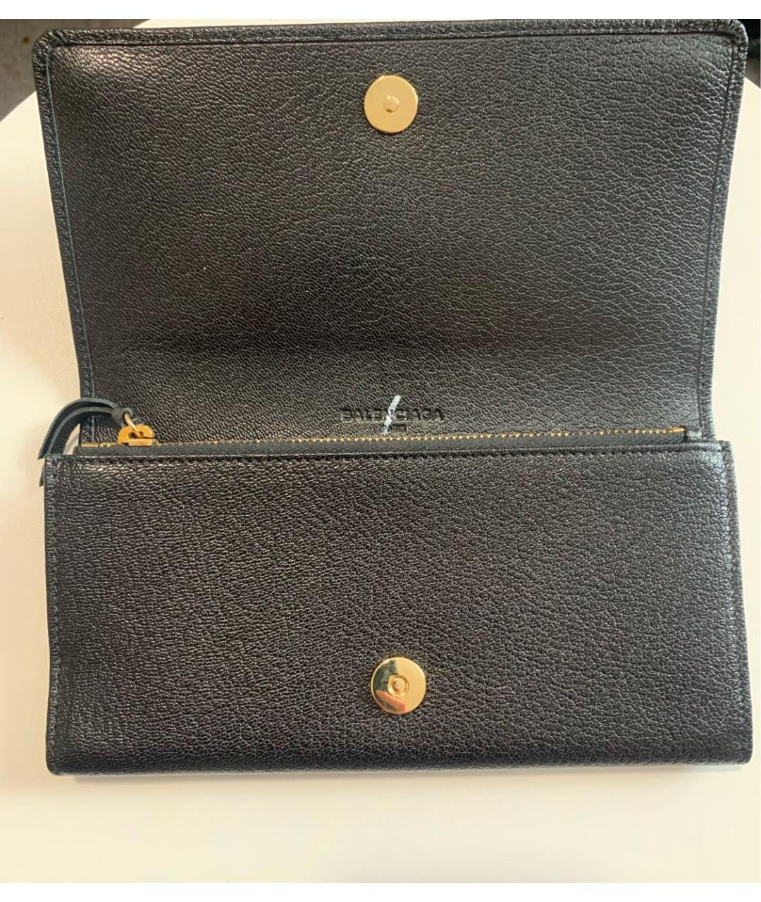 BALENCIAGA Черный кожаный кошелек, фото 2