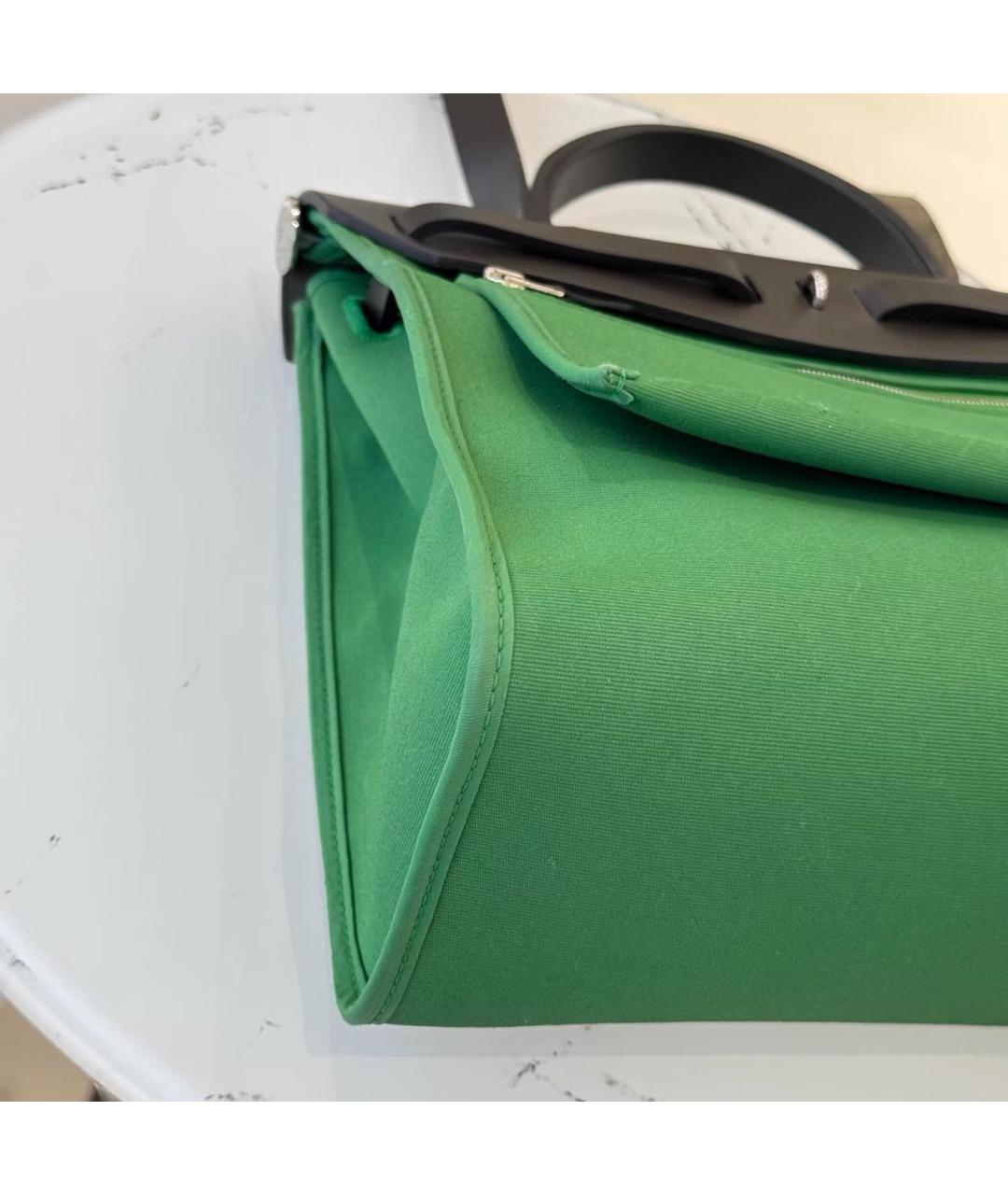 HERMES Зеленая кожаная сумка с короткими ручками, фото 8