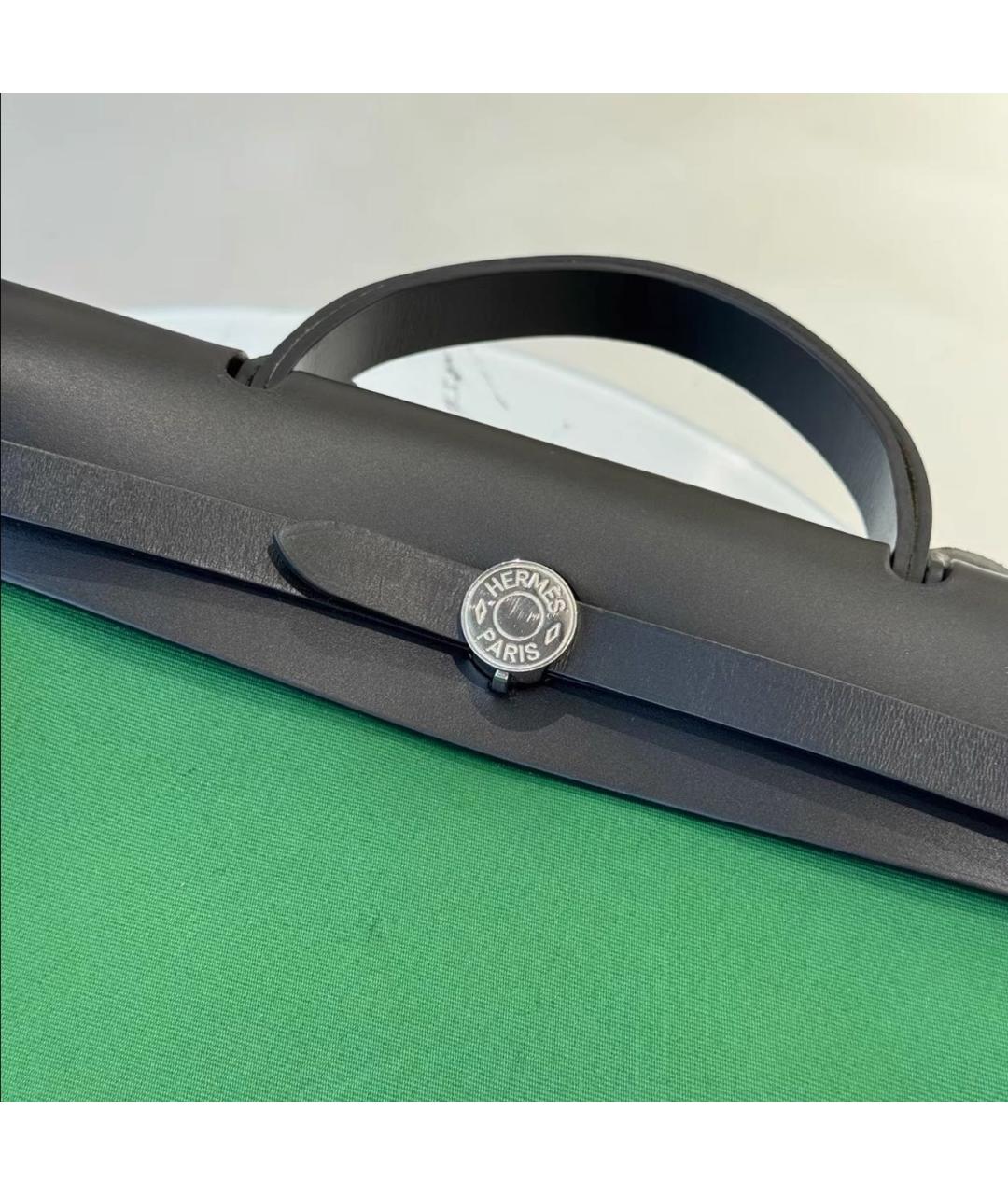 HERMES Зеленая кожаная сумка с короткими ручками, фото 2